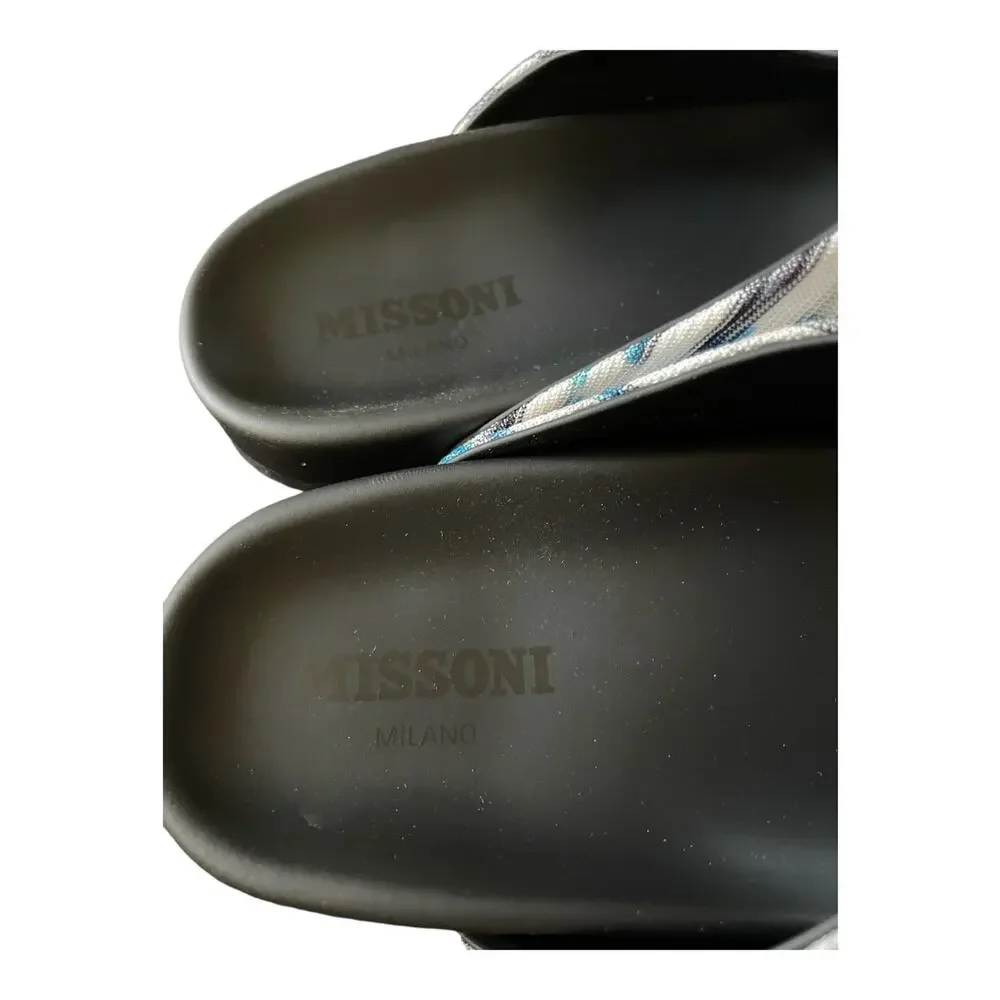Missoni Milano Spa Slide Sandals Adjustable Double Buckle Strap Boho Sz US8